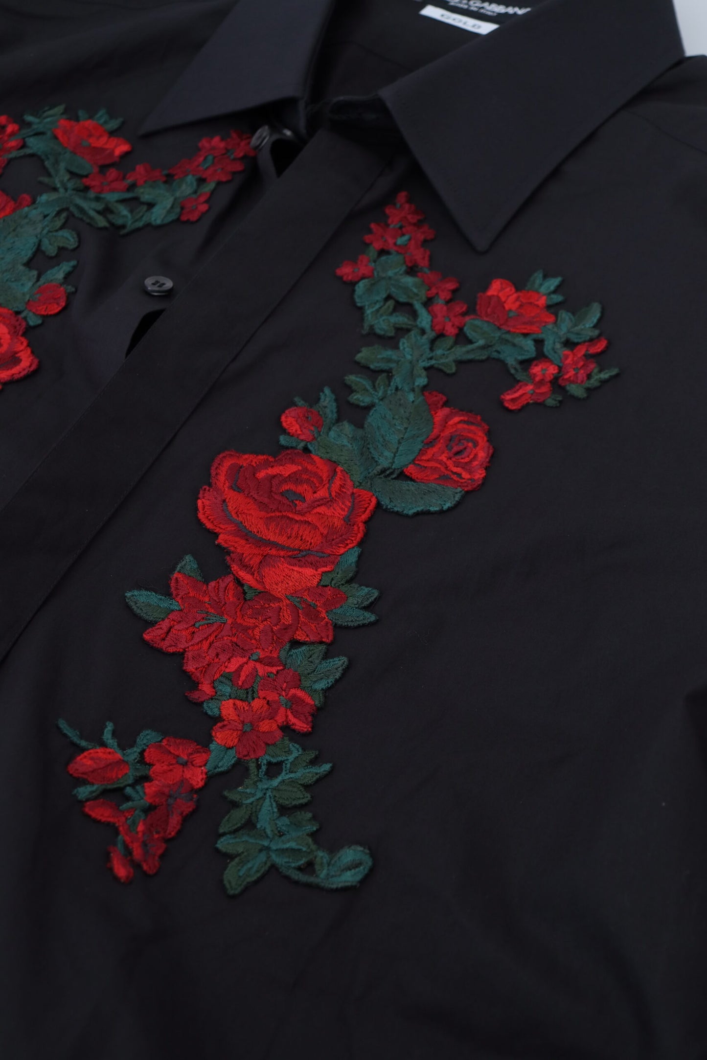 Dolce & Gabbana Camisa Elegante De Algodón Con Bordado Floral