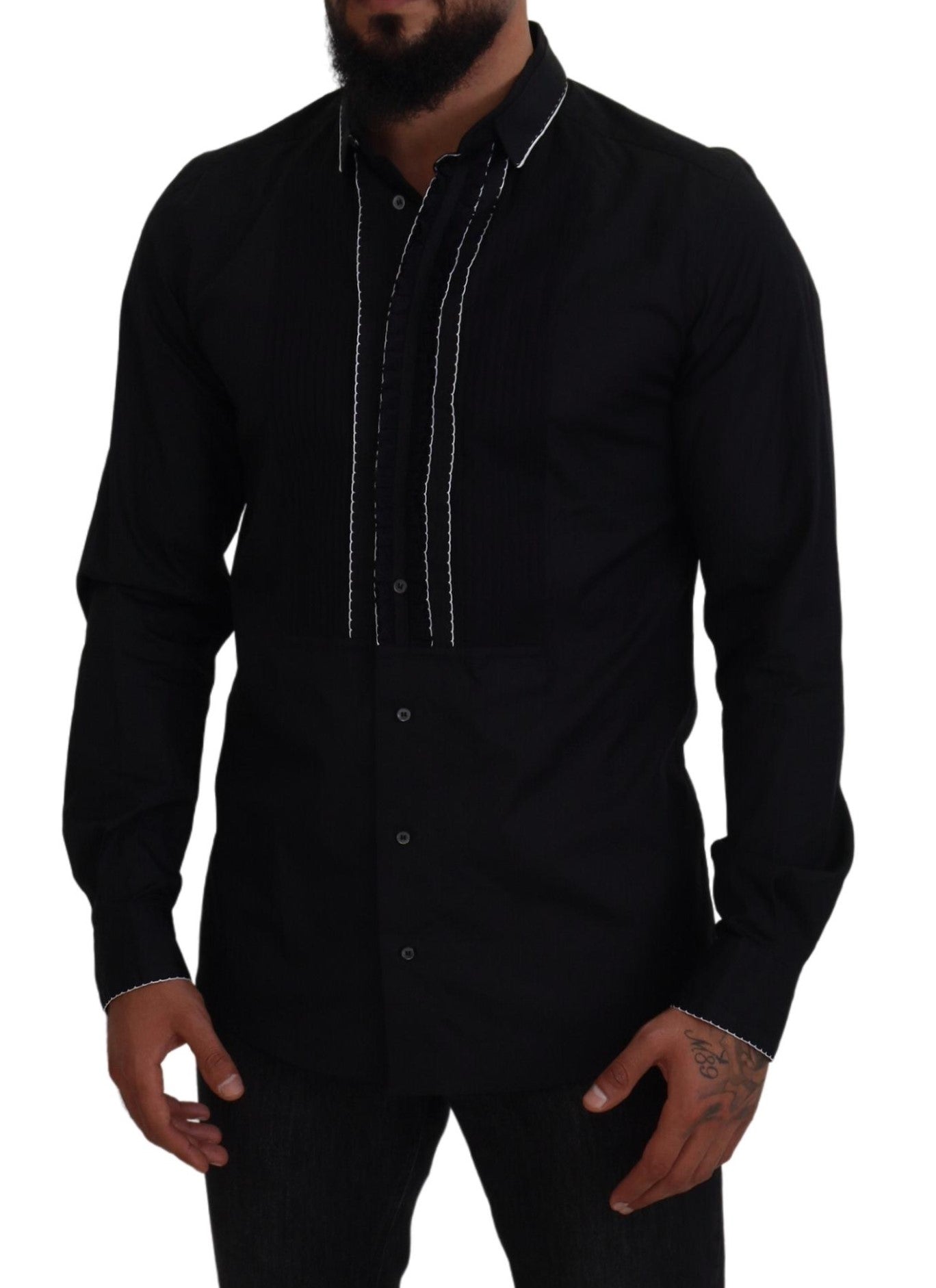 Dolce & Gabbana Camisa de vestir de esmoquin elegante y ajustada