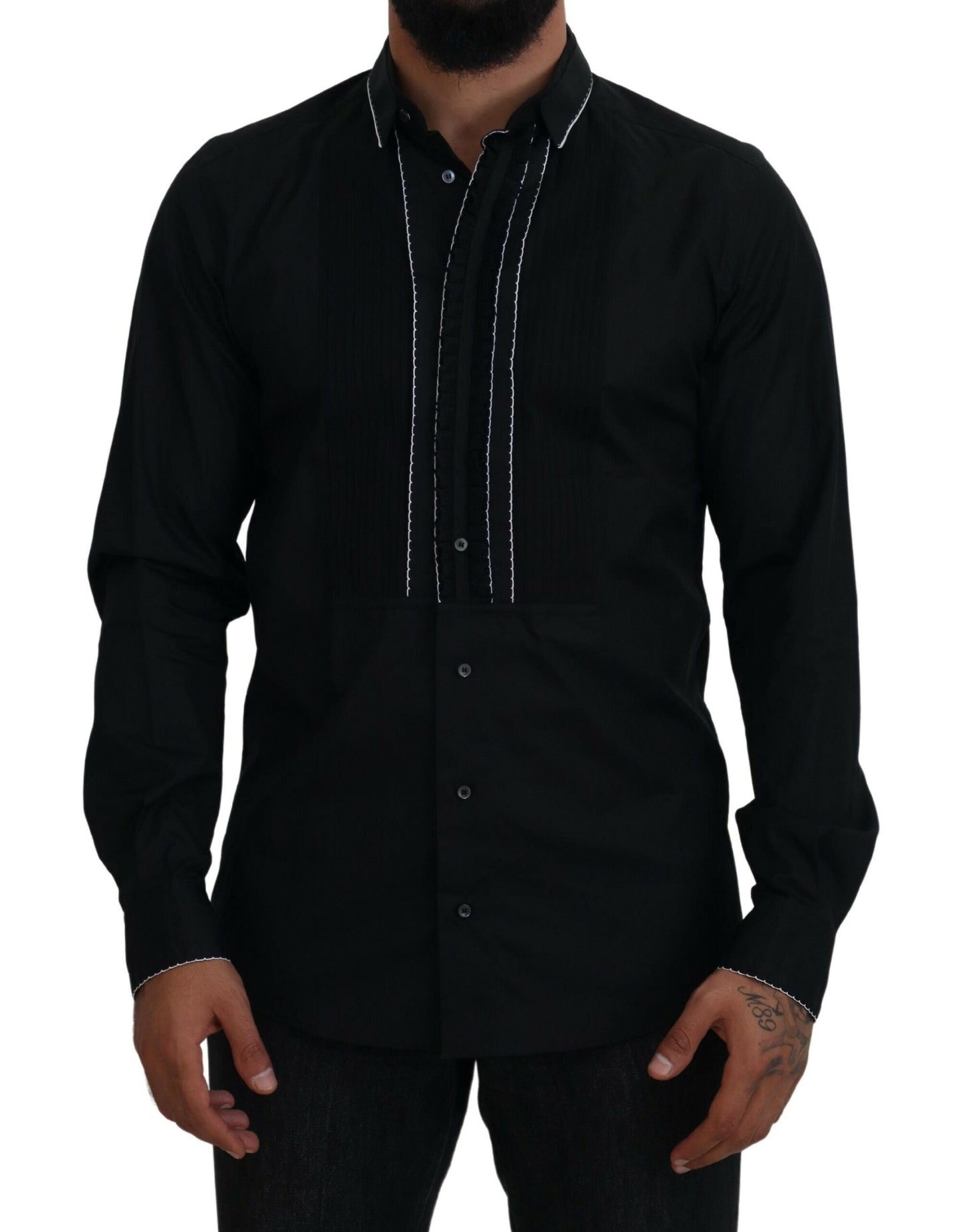 Dolce & Gabbana Camisa de vestir de esmoquin elegante y ajustada