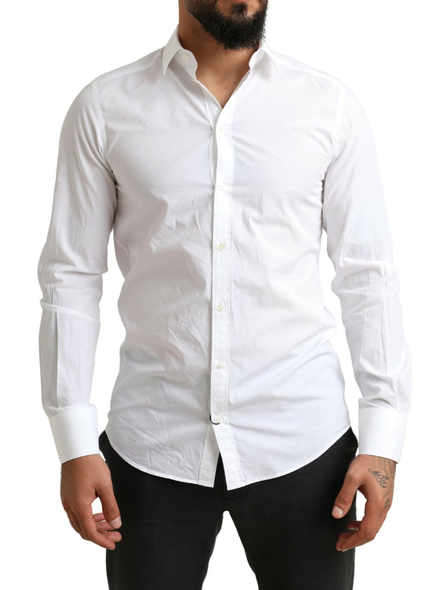 Dolce & Gabbana Elegante camisa de vestir Martini de algodón blanca