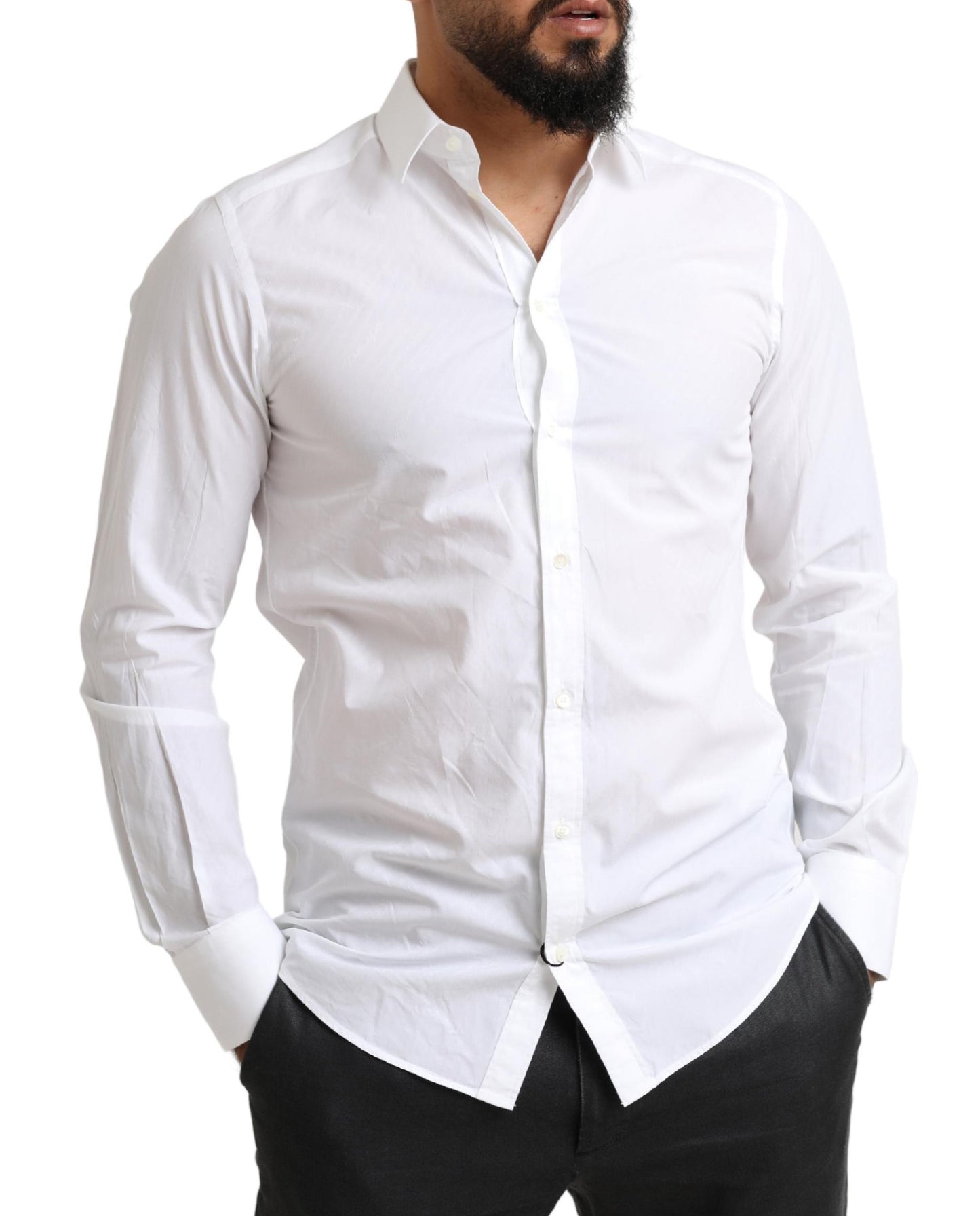 Dolce & Gabbana Elegante camisa de vestir Martini de algodón blanca