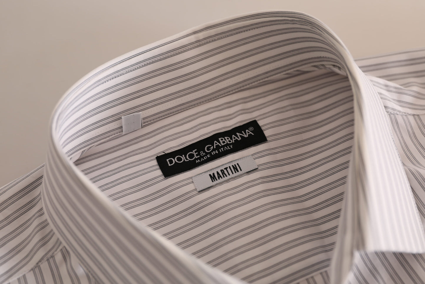 Dolce & Gabbana Elegante camisa de vestir de algodón a rayas blancas