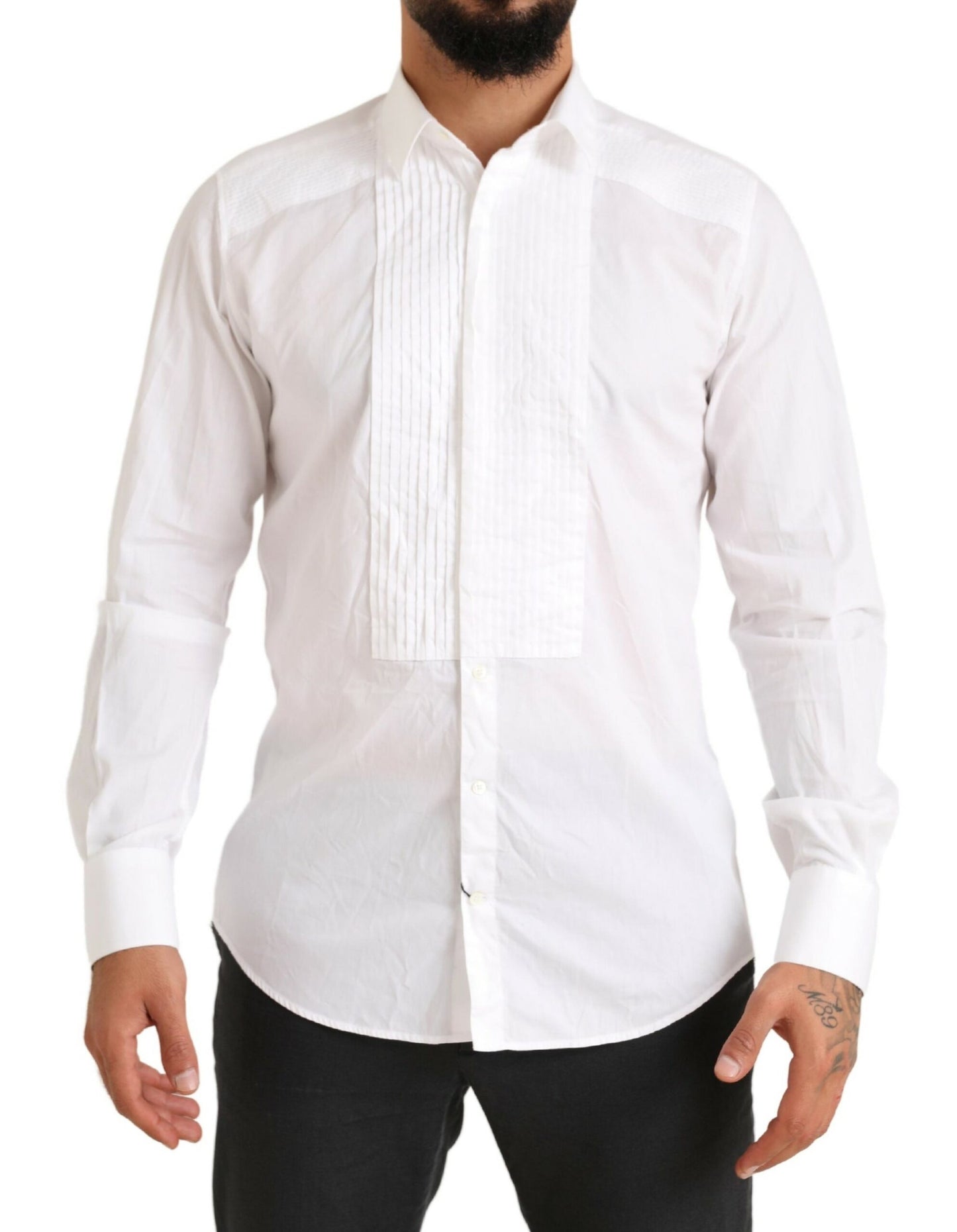 Dolce & Gabbana Elegante camisa de vestir blanca de algodón slim fit