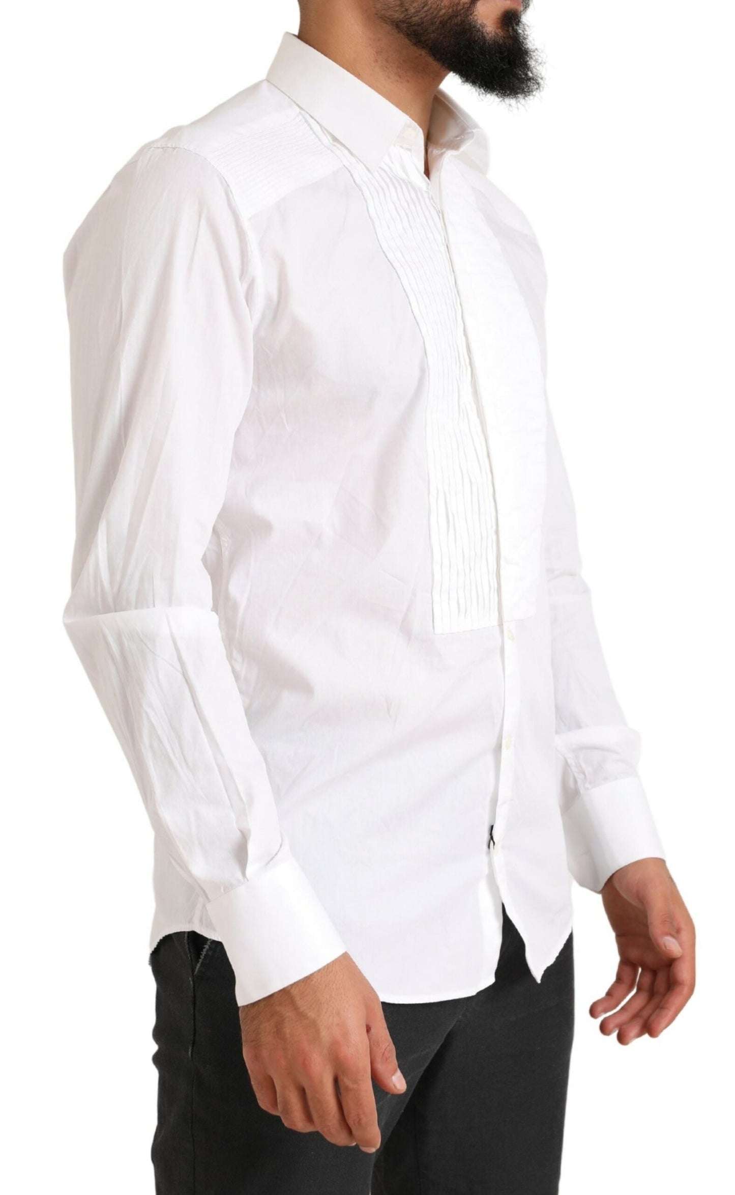 Dolce & Gabbana Elegante camisa de vestir blanca de algodón slim fit