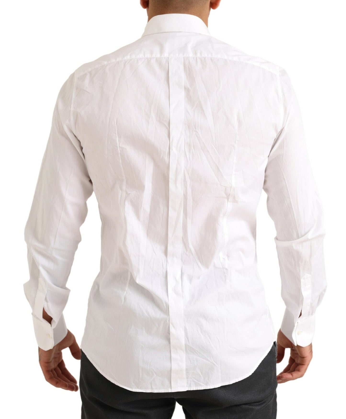 Dolce & Gabbana Elegante camisa de vestir blanca de algodón slim fit