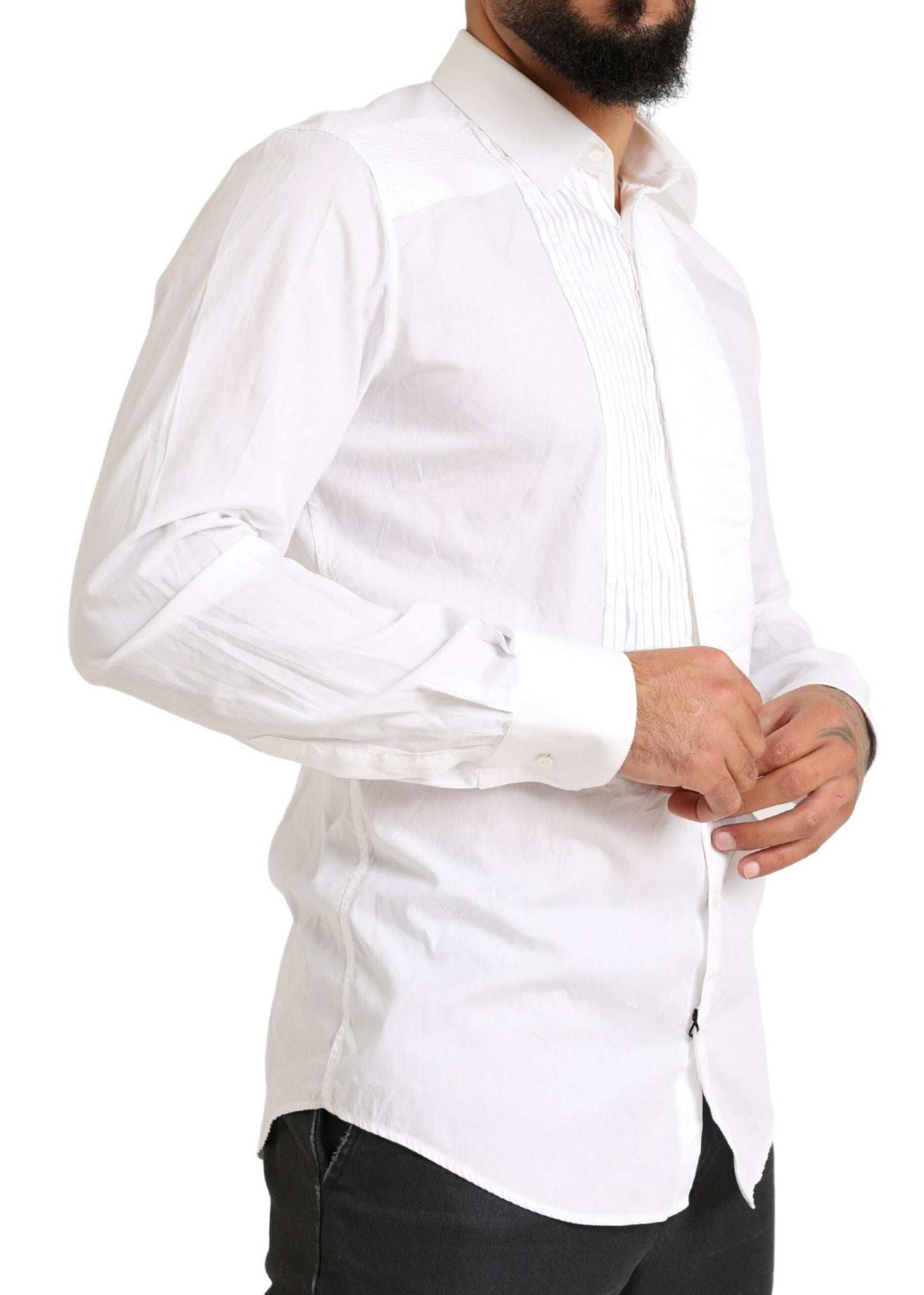 Dolce & Gabbana Elegante camisa de vestir blanca de algodón slim fit