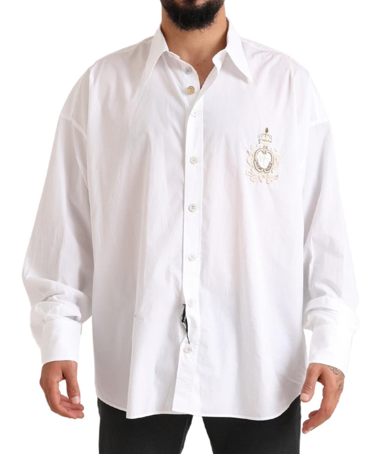 Dolce & Gabbana Elegante Camisa Formal De Algodón Blanco