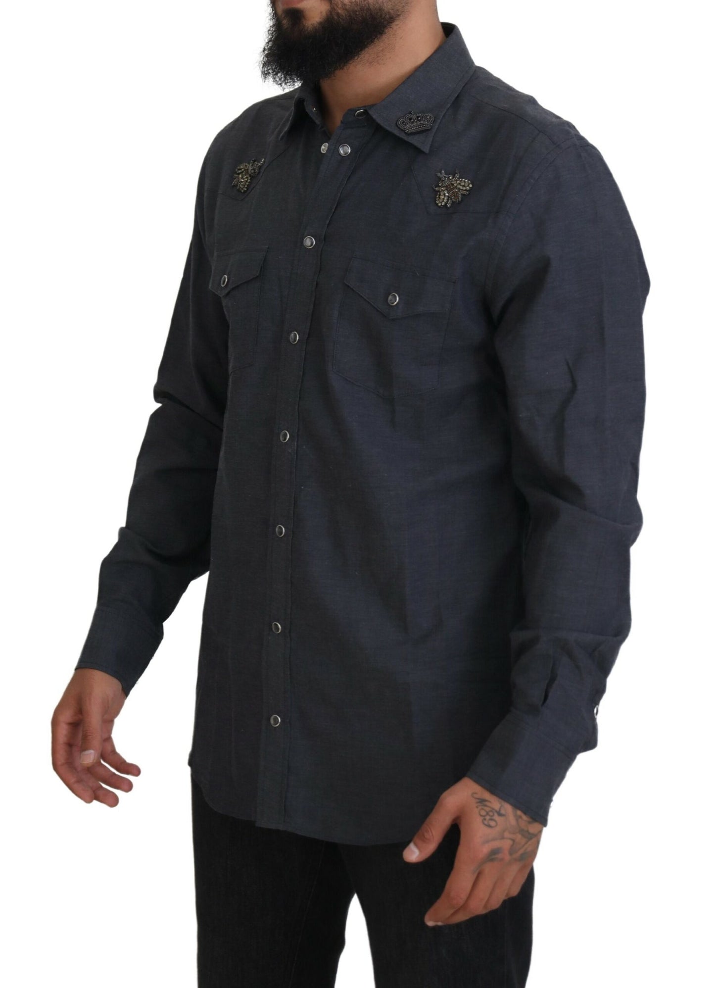 Dolce & Gabbana Camisa casual elegante de mezclilla azul slim-fit