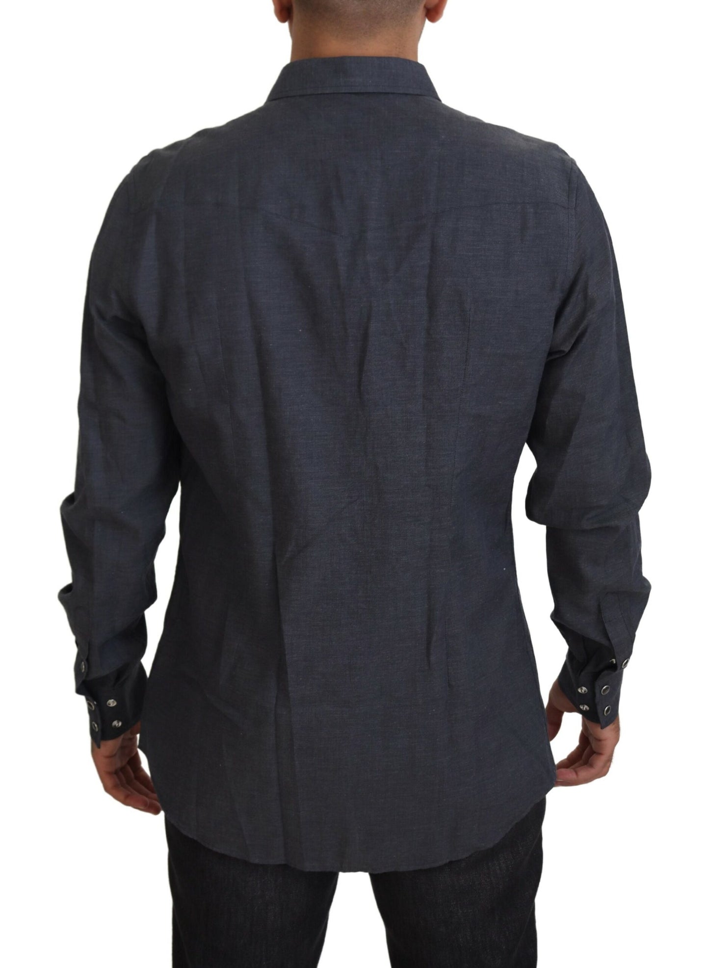 Dolce & Gabbana Camisa casual elegante de mezclilla azul slim-fit