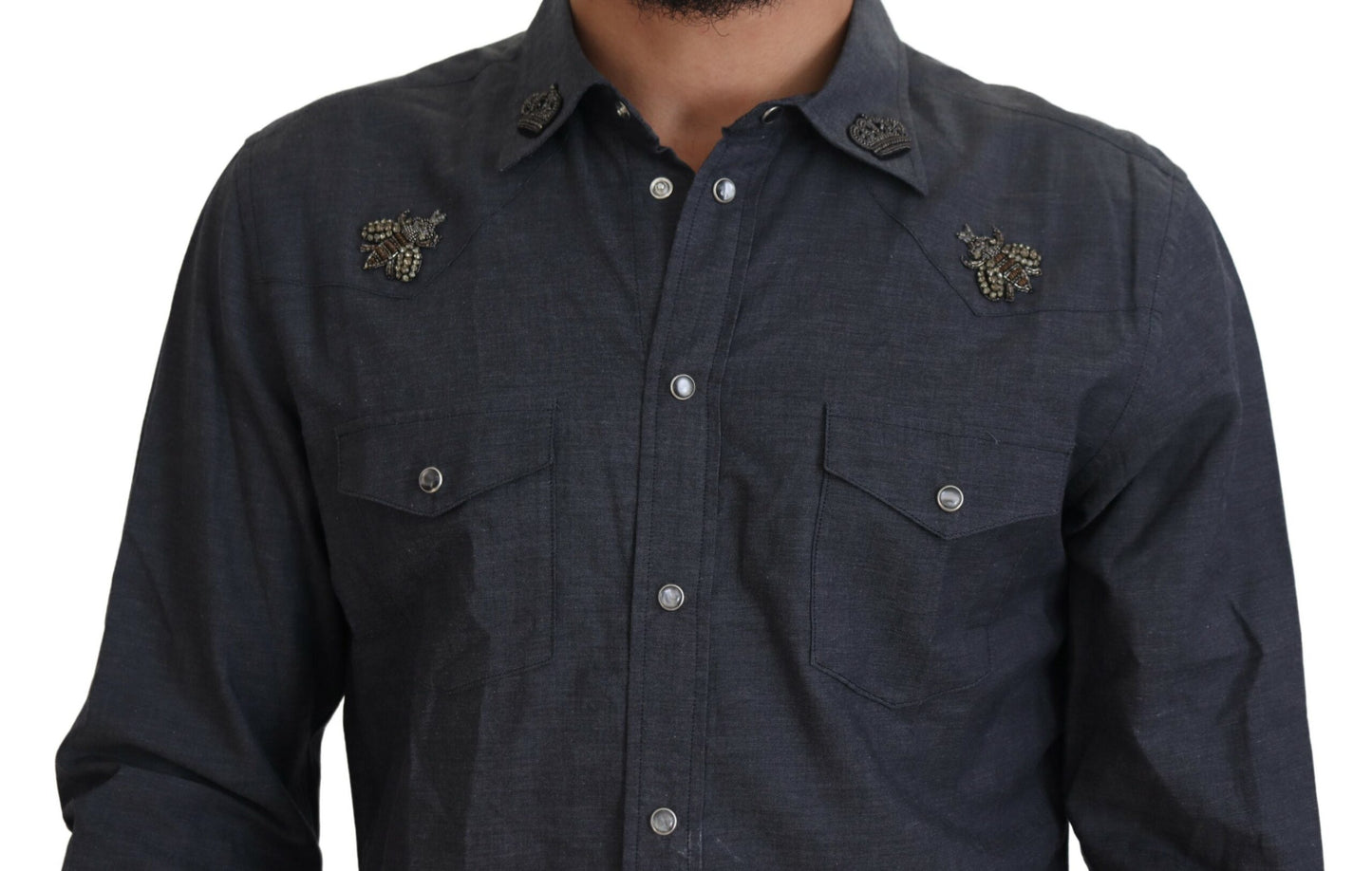 Dolce & Gabbana Camisa casual elegante de mezclilla azul slim-fit