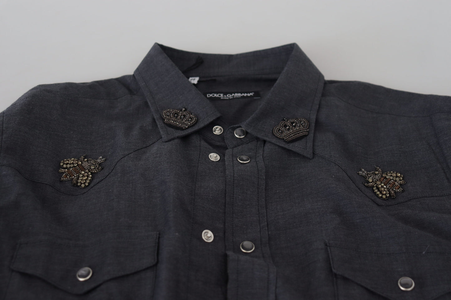 Dolce & Gabbana Camisa casual elegante de mezclilla azul slim-fit