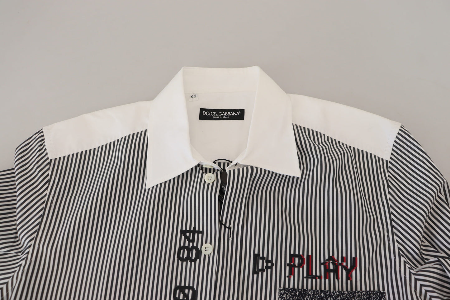 Dolce & Gabbana Camisa casual de rayas de corte slim con motivo de canal