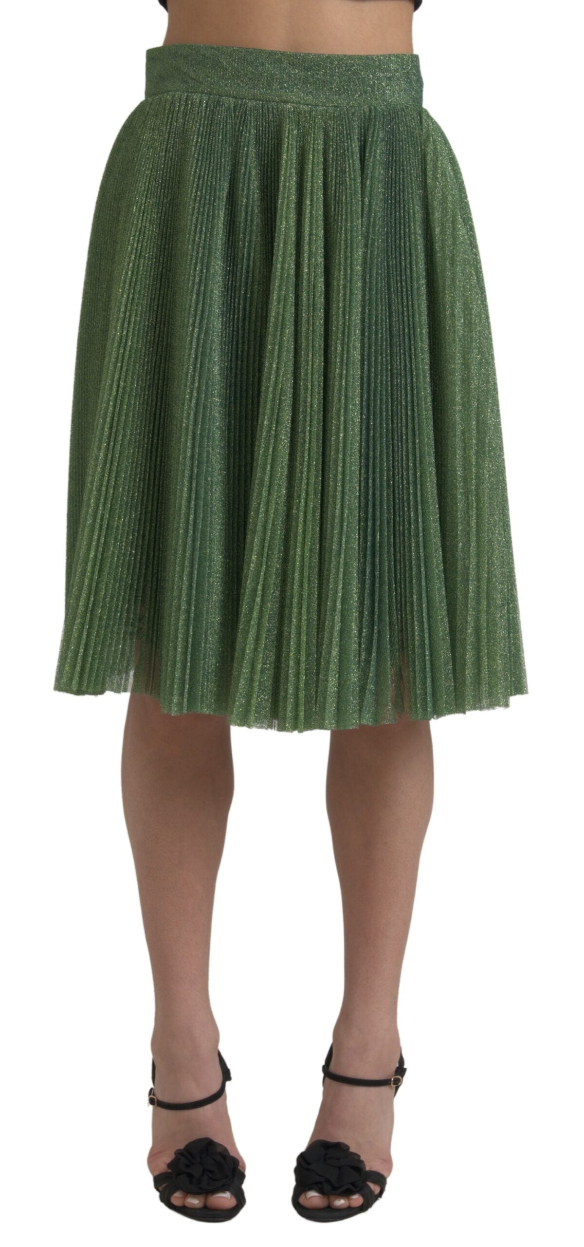 Dolce & Gabbana Encantadora falda acampanada plisada verde metalizado