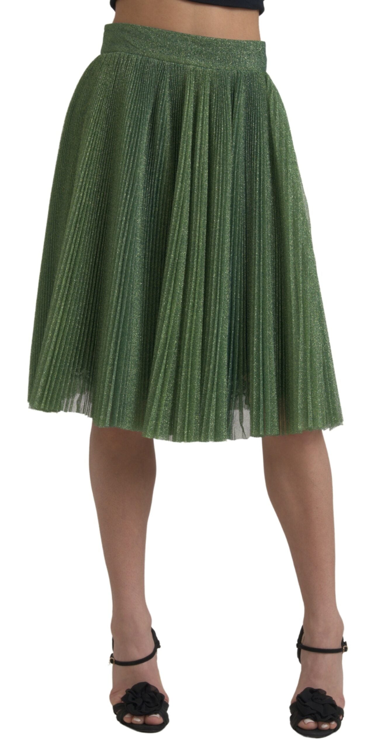 Dolce & Gabbana Encantadora falda acampanada plisada verde metalizado