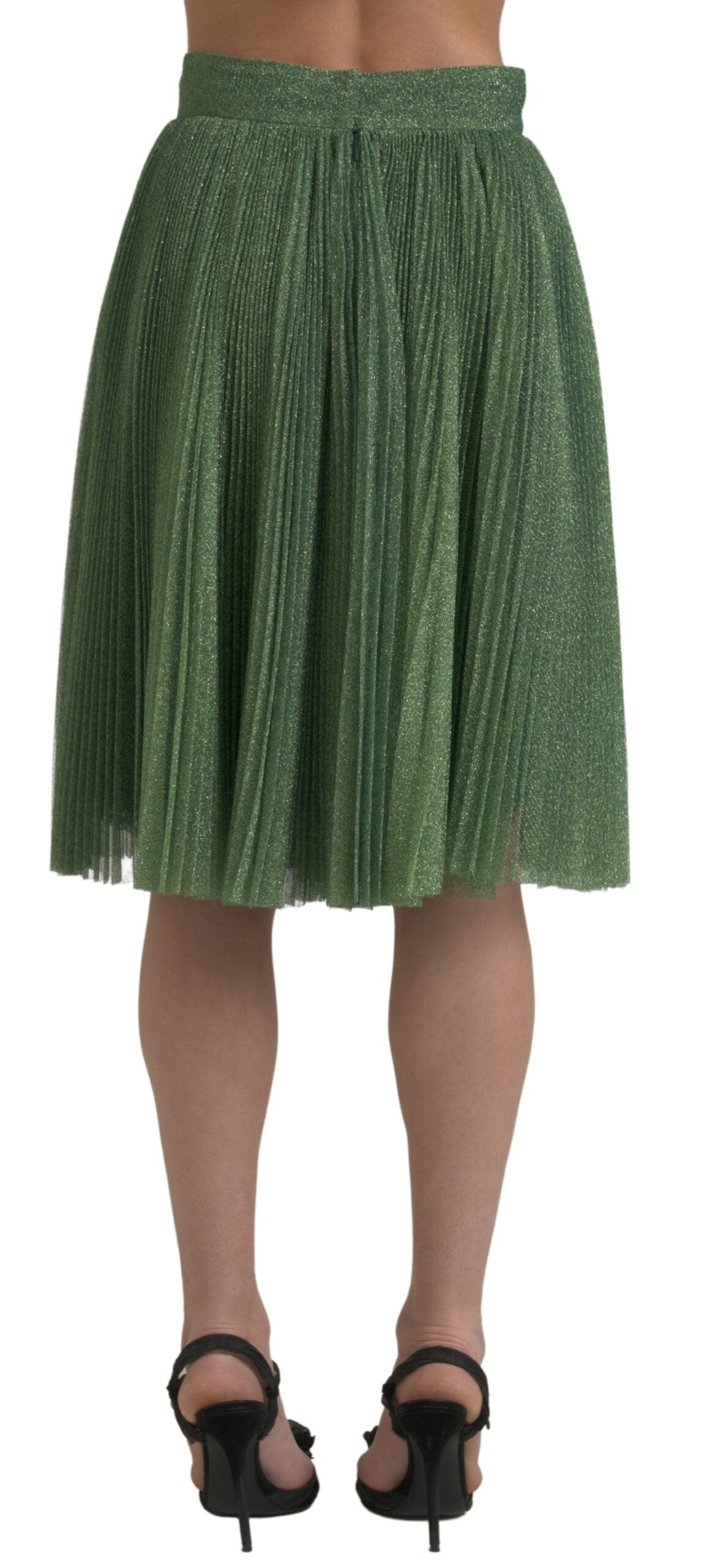 Dolce & Gabbana Encantadora falda acampanada plisada verde metalizado