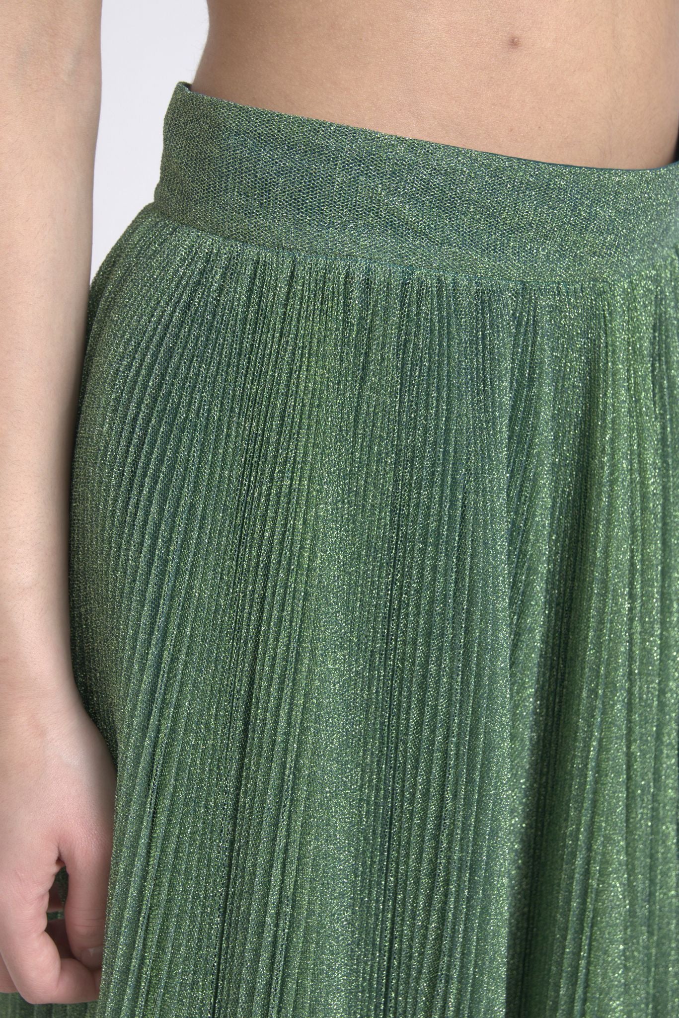 Dolce & Gabbana Encantadora falda acampanada plisada verde metalizado