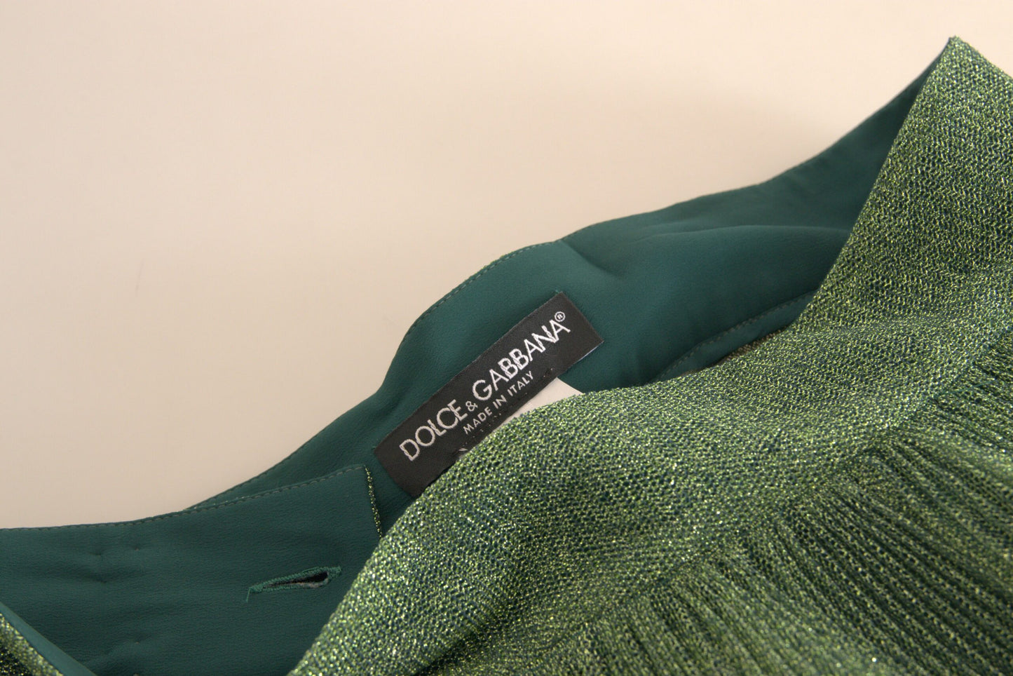 Dolce & Gabbana Encantadora falda acampanada plisada verde metalizado
