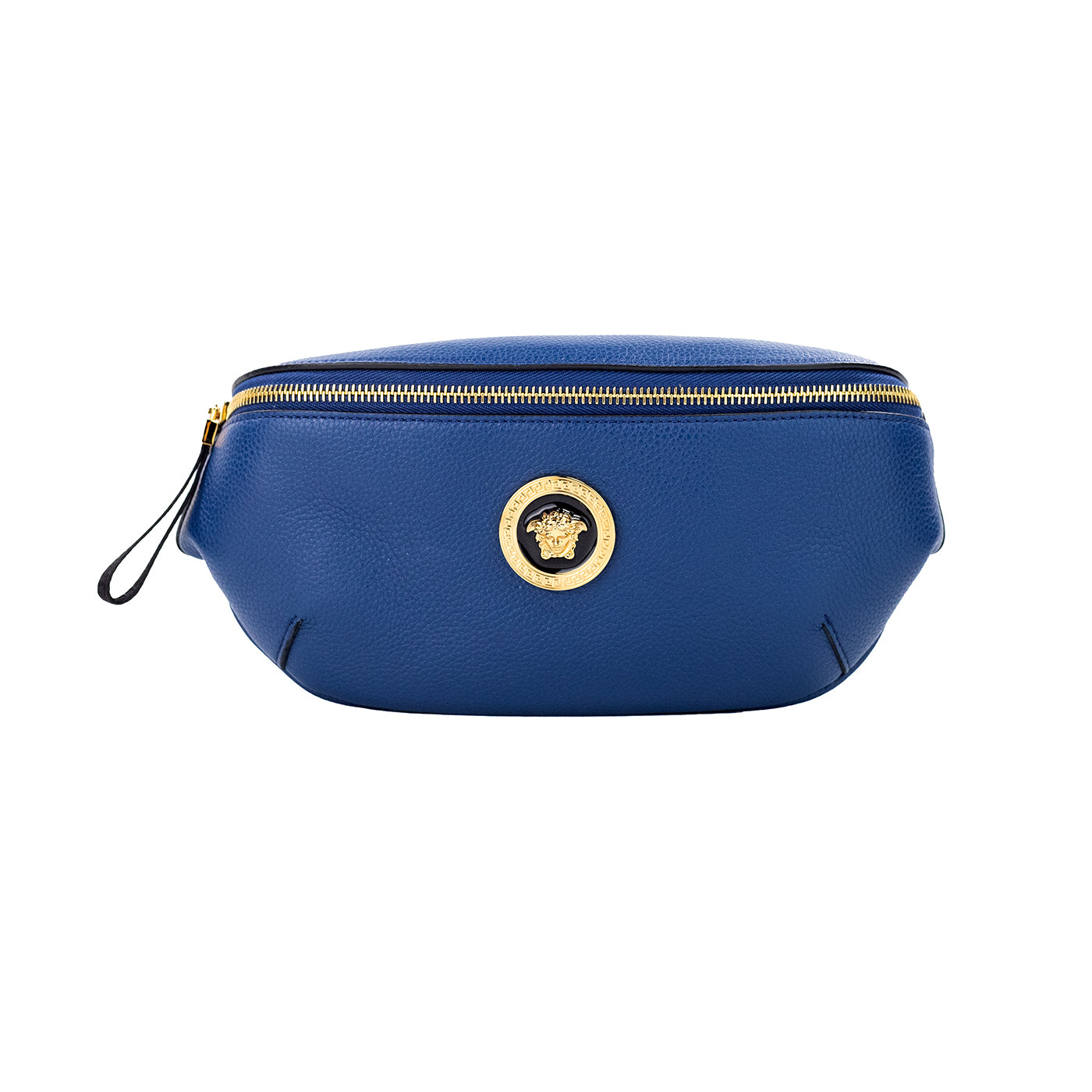 Versace Small Navy Calf Leather Medusa Pendant Fanny Waist Pack Belt Bag – par Versace | Disponible sur Sandy Store ByNet