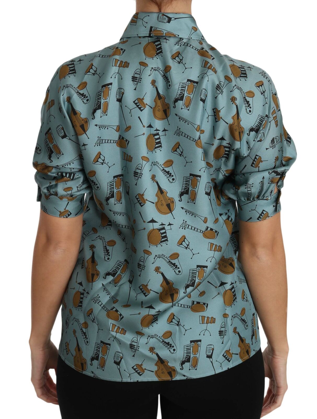 Dolce & Gabbana Elegante Blusa De Seda Multicolor Con Cuello