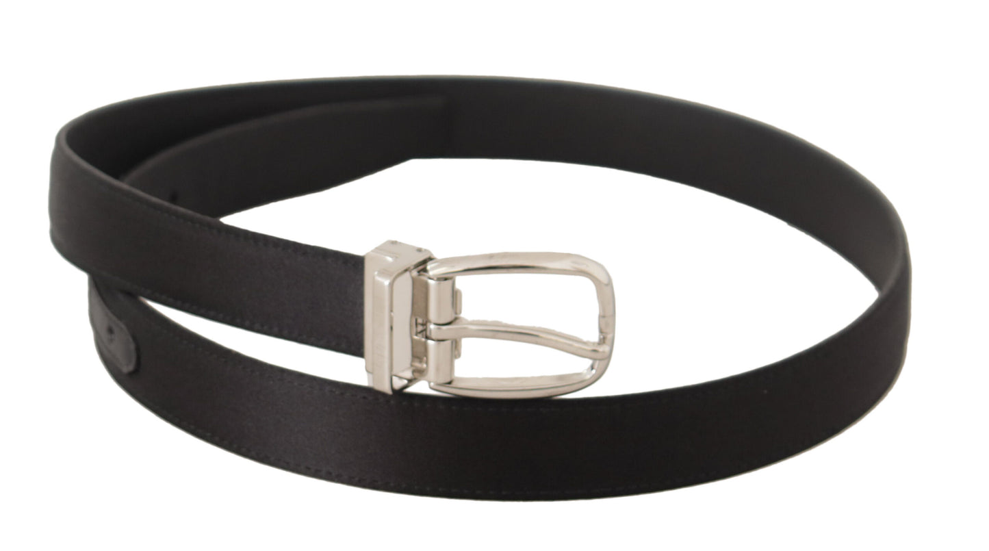 Dolce & Gabbana Elegante cinturón de diseñador de lona y cuero negro