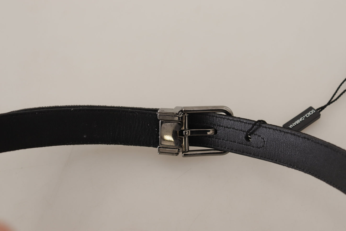 Dolce & Gabbana Elegante cinturón D&G de piel y algodón negro