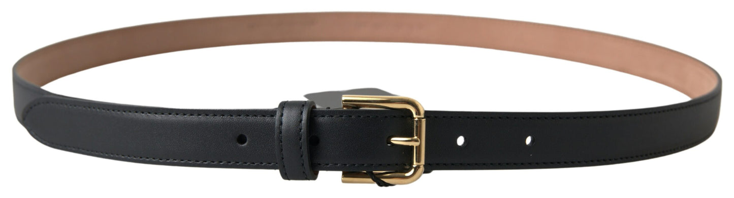 Dolce & Gabbana Elegante Cinturón de Piel Italiana con Hebilla de Metal