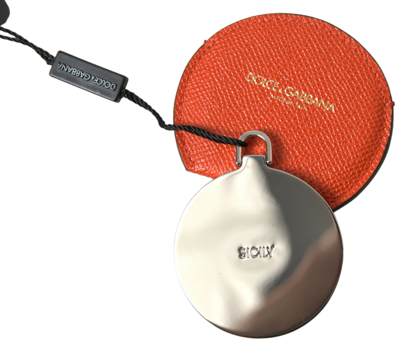 Dolce & Gabbana Elegante soporte para espejo de piel de becerro naranja