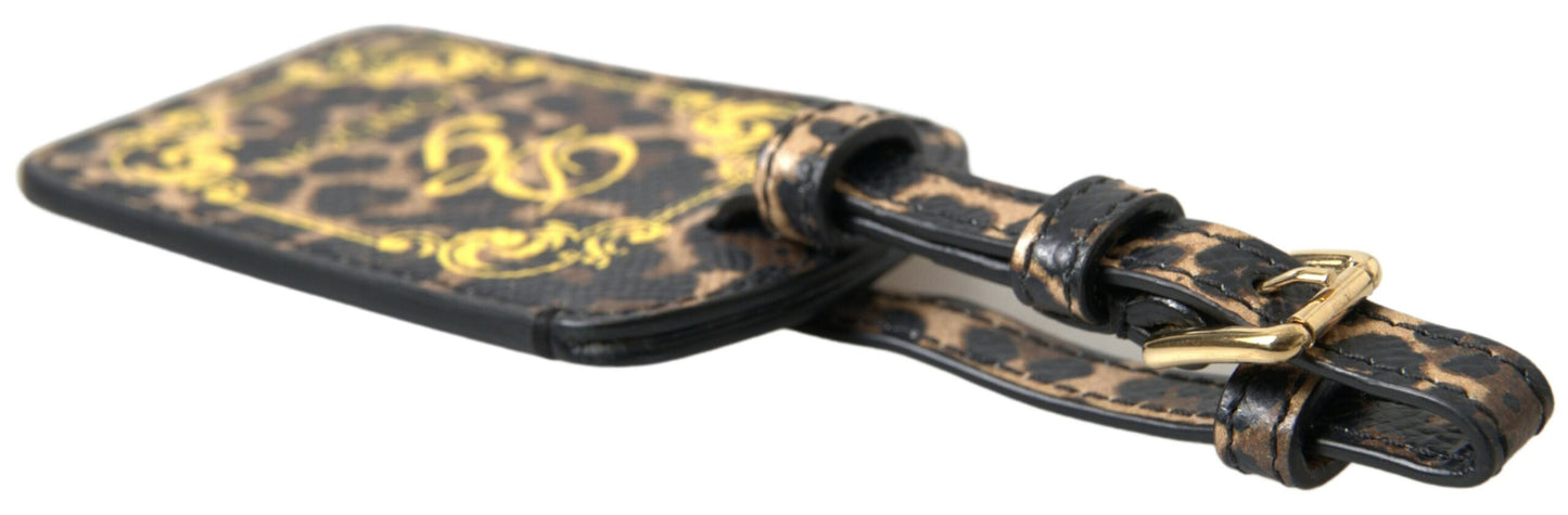 Dolce & Gabbana Etiqueta de equipaje elegante de piel de leopardo