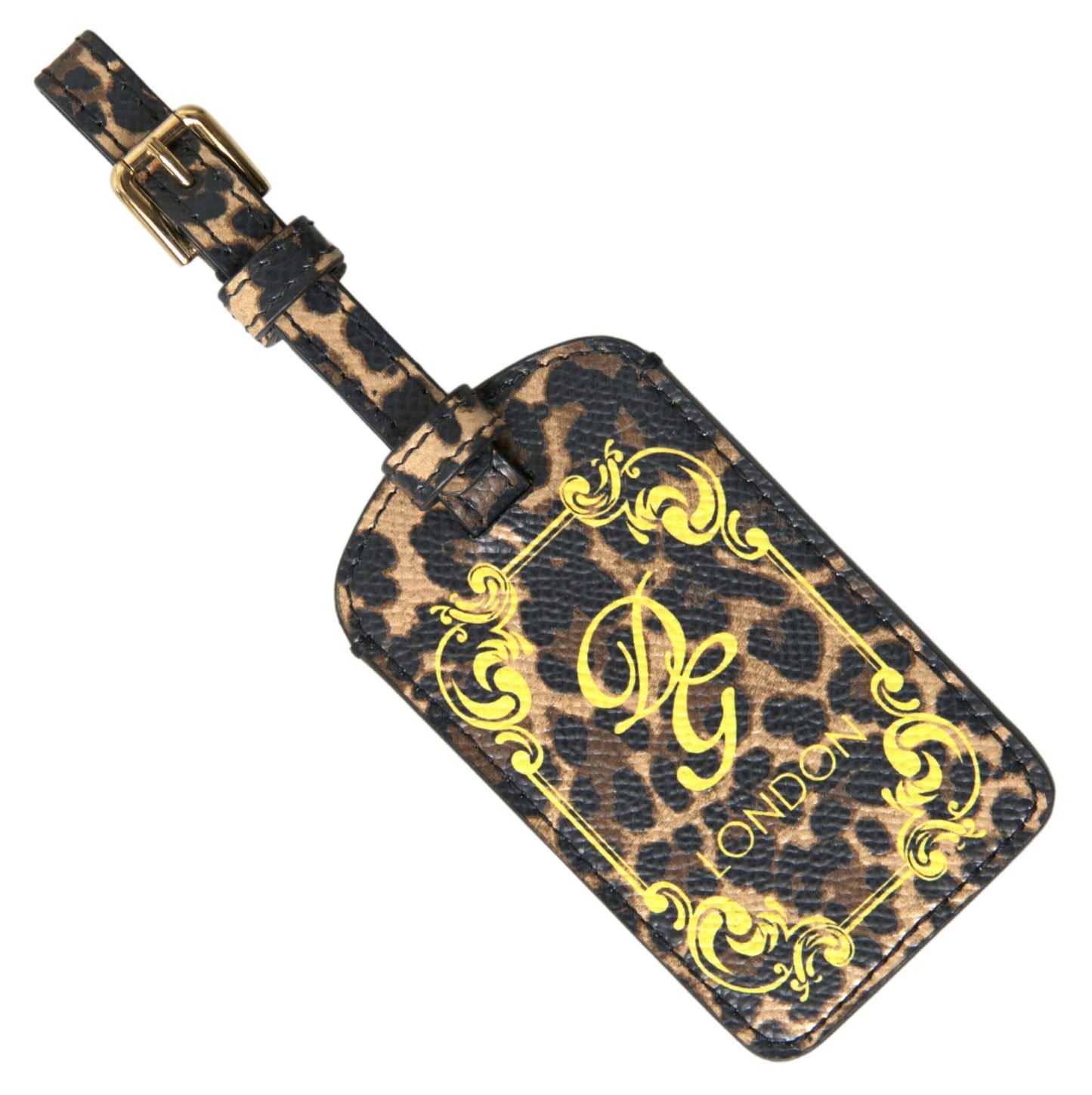 Dolce & Gabbana Etiqueta de equipaje elegante de piel de leopardo