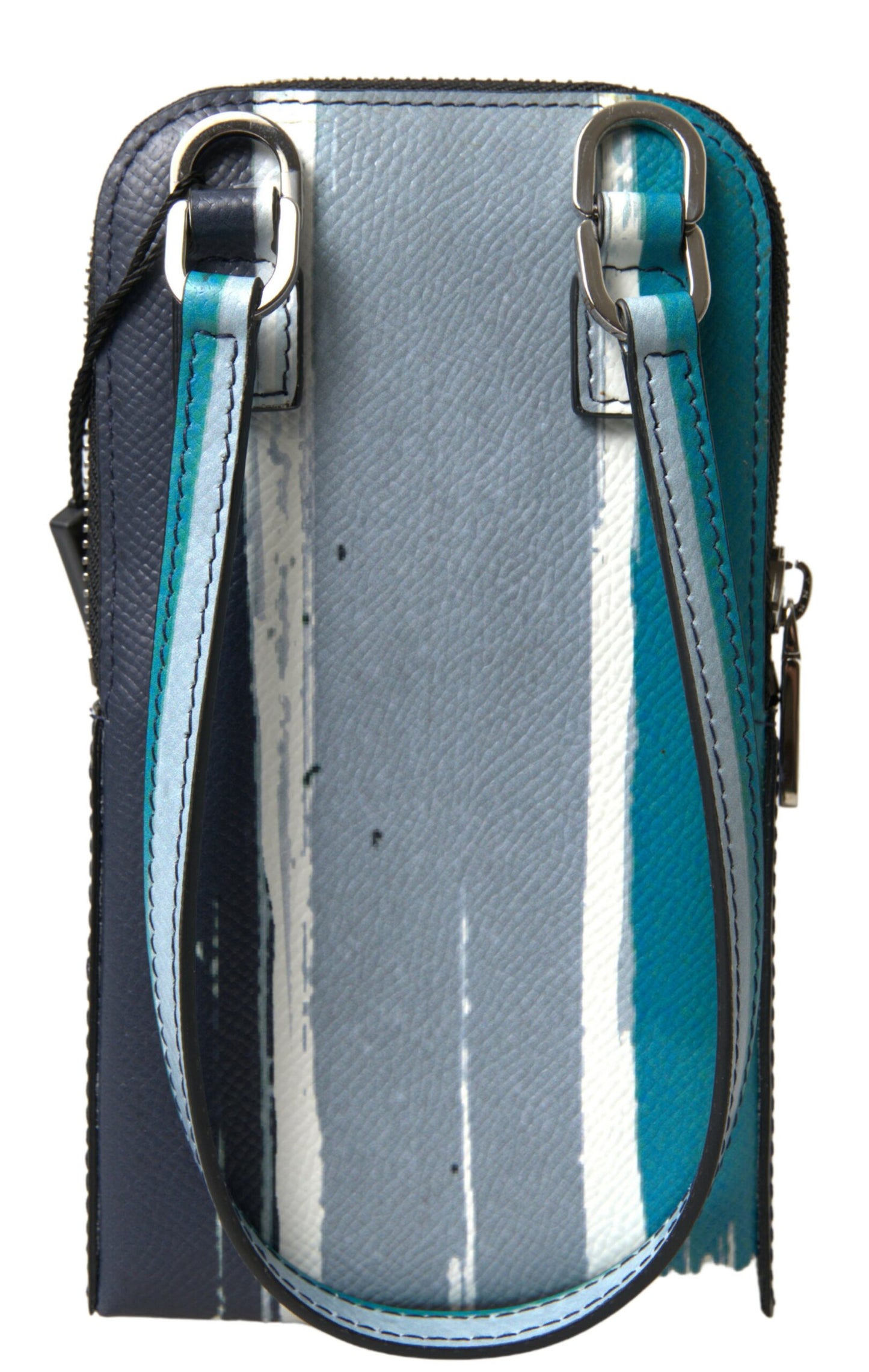Dolce & Gabbana Elegante bolso bandolera de cuero para teléfono en azul y blanco