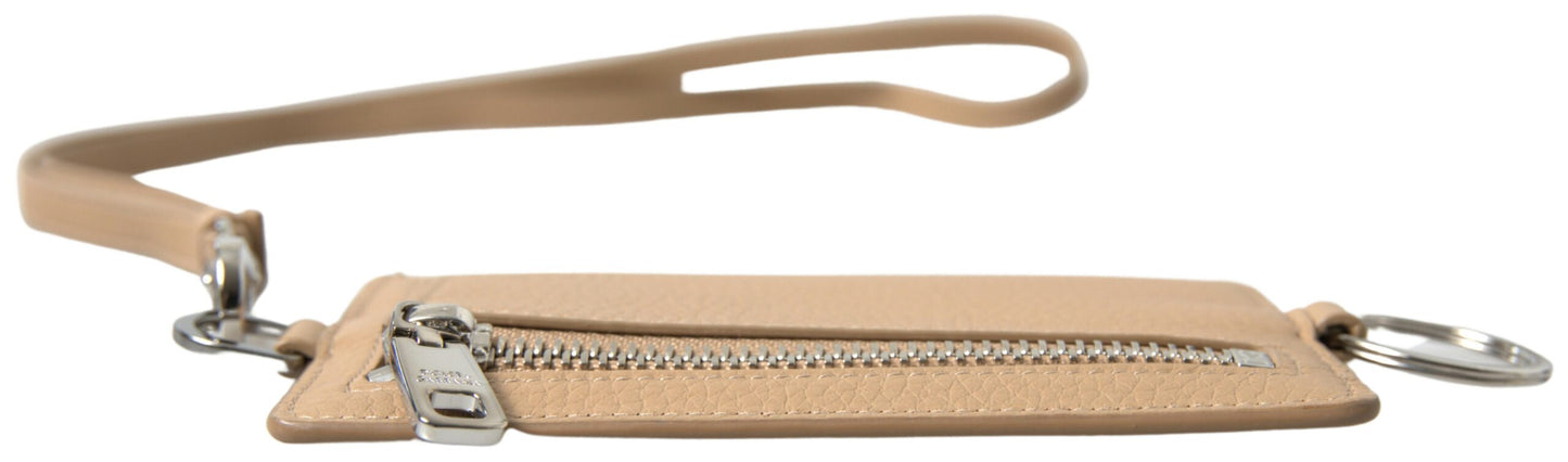 Dolce & Gabbana Elegante Cartera Tarjetero De Piel Beige