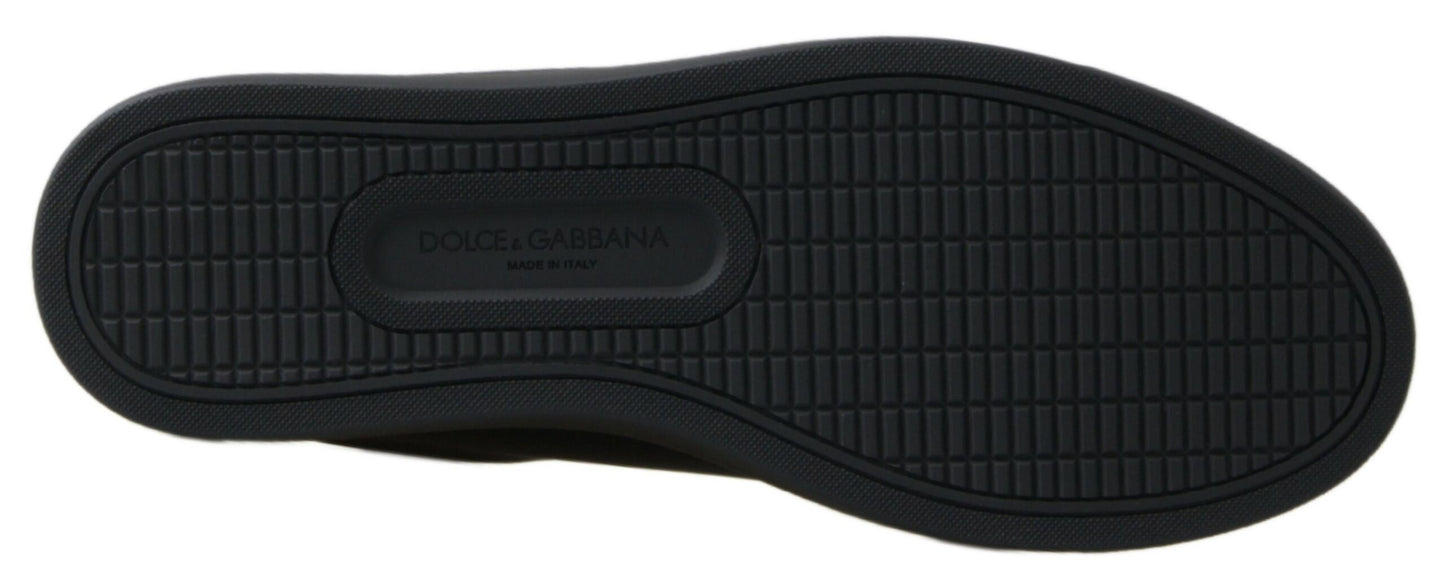 Dolce & Gabbana Zapatillas clásicas de cuero negro dorado
