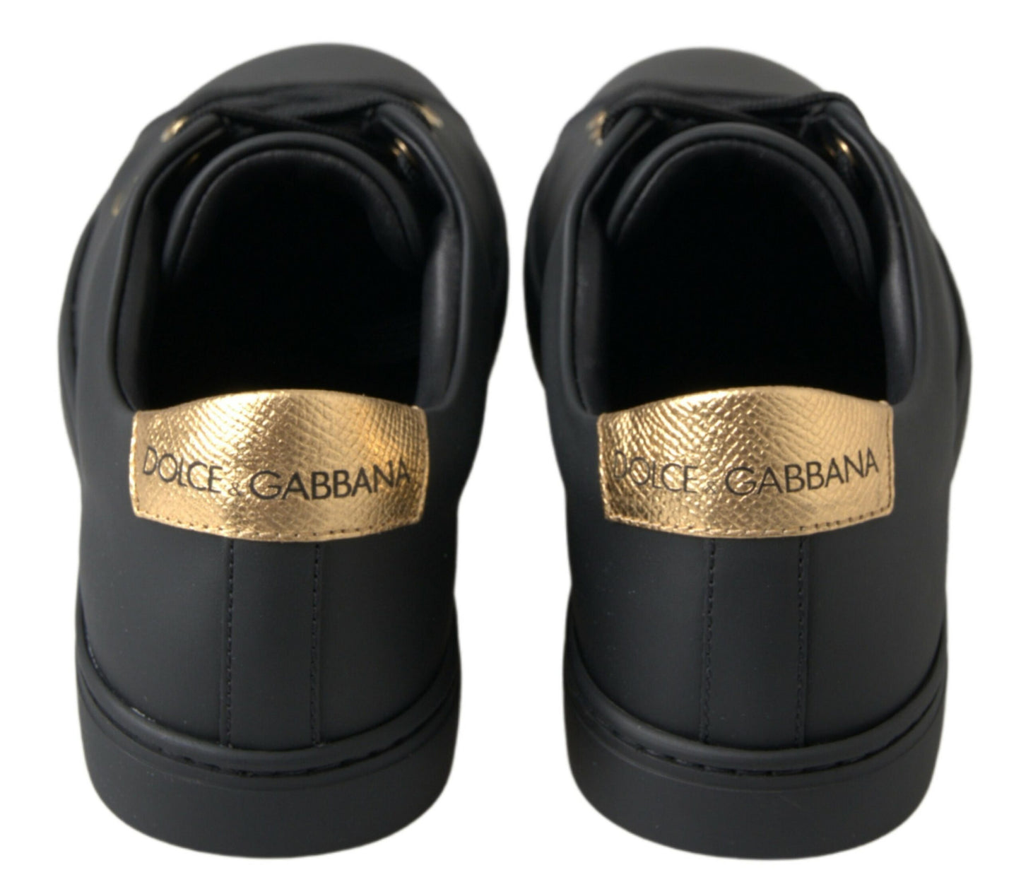 Dolce & Gabbana Zapatillas clásicas de cuero negro dorado
