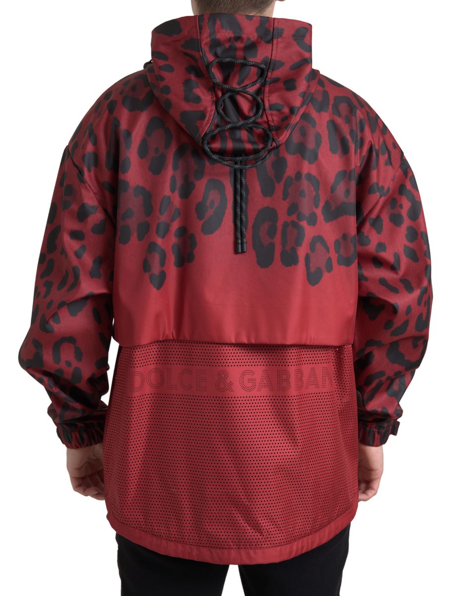 Dolce & Gabbana Chaqueta con capucha con estampado de leopardo rojo radiante