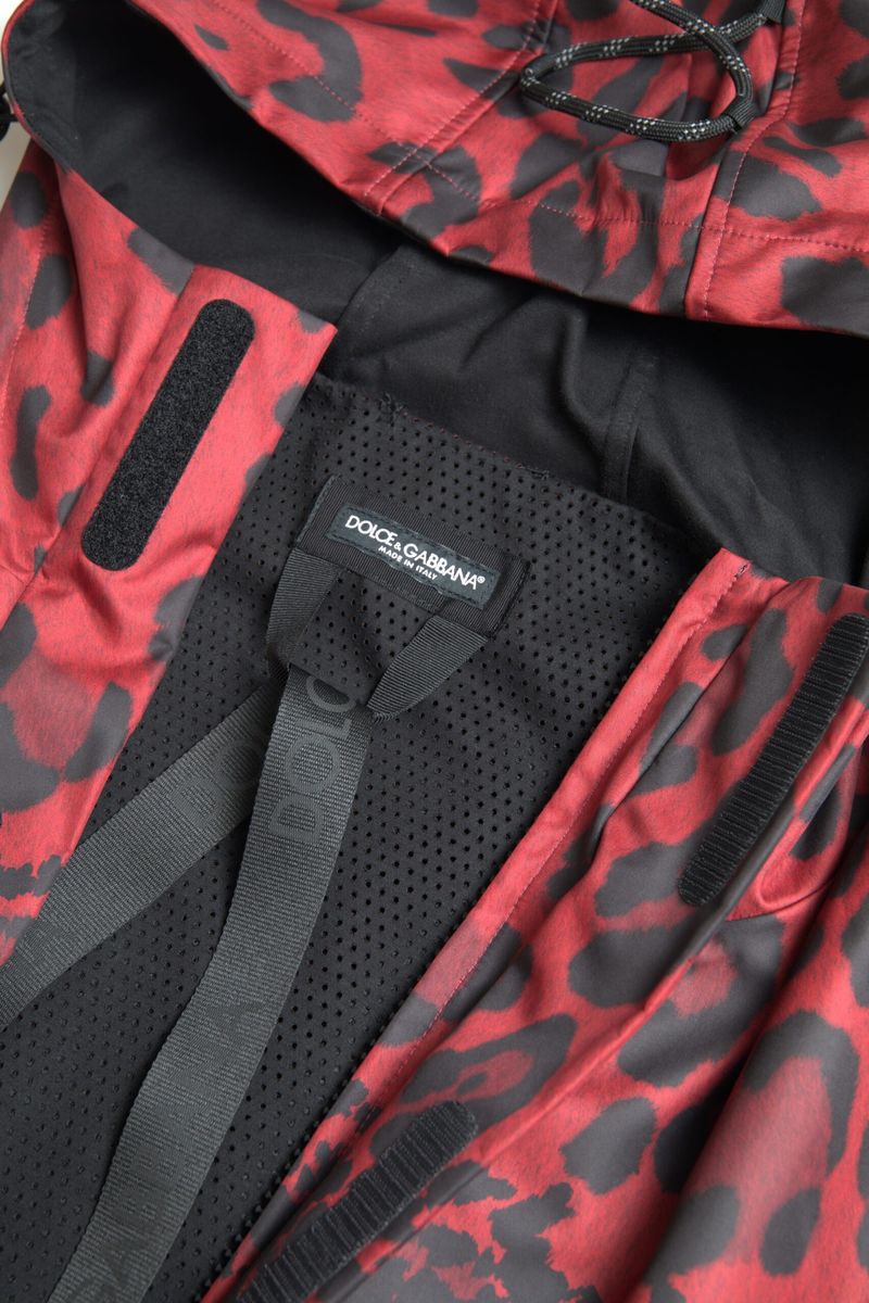 Dolce & Gabbana Chaqueta con capucha con estampado de leopardo rojo radiante