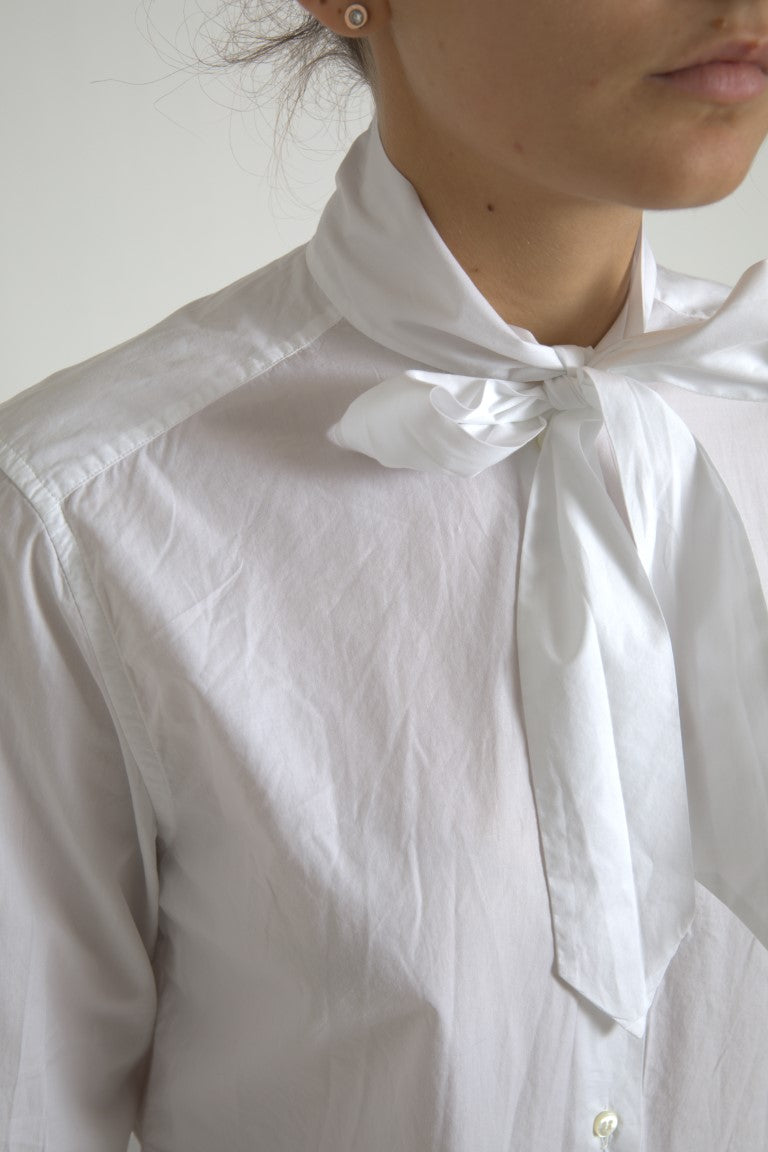 Dolce & Gabbana Elegante camisa de manga larga de algodón blanca