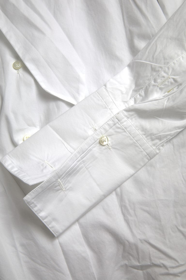 Dolce & Gabbana Elegante camisa de manga larga de algodón blanca