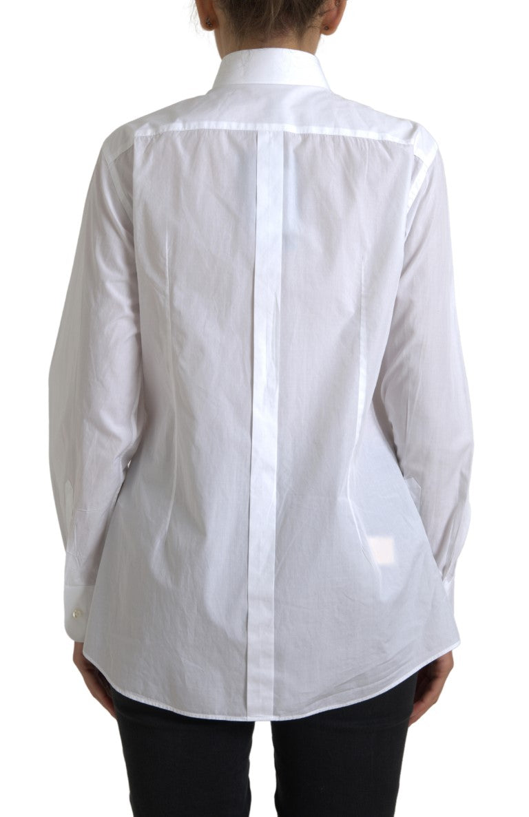Dolce & Gabbana Camisa de vestir elegante de popelina de algodón blanca