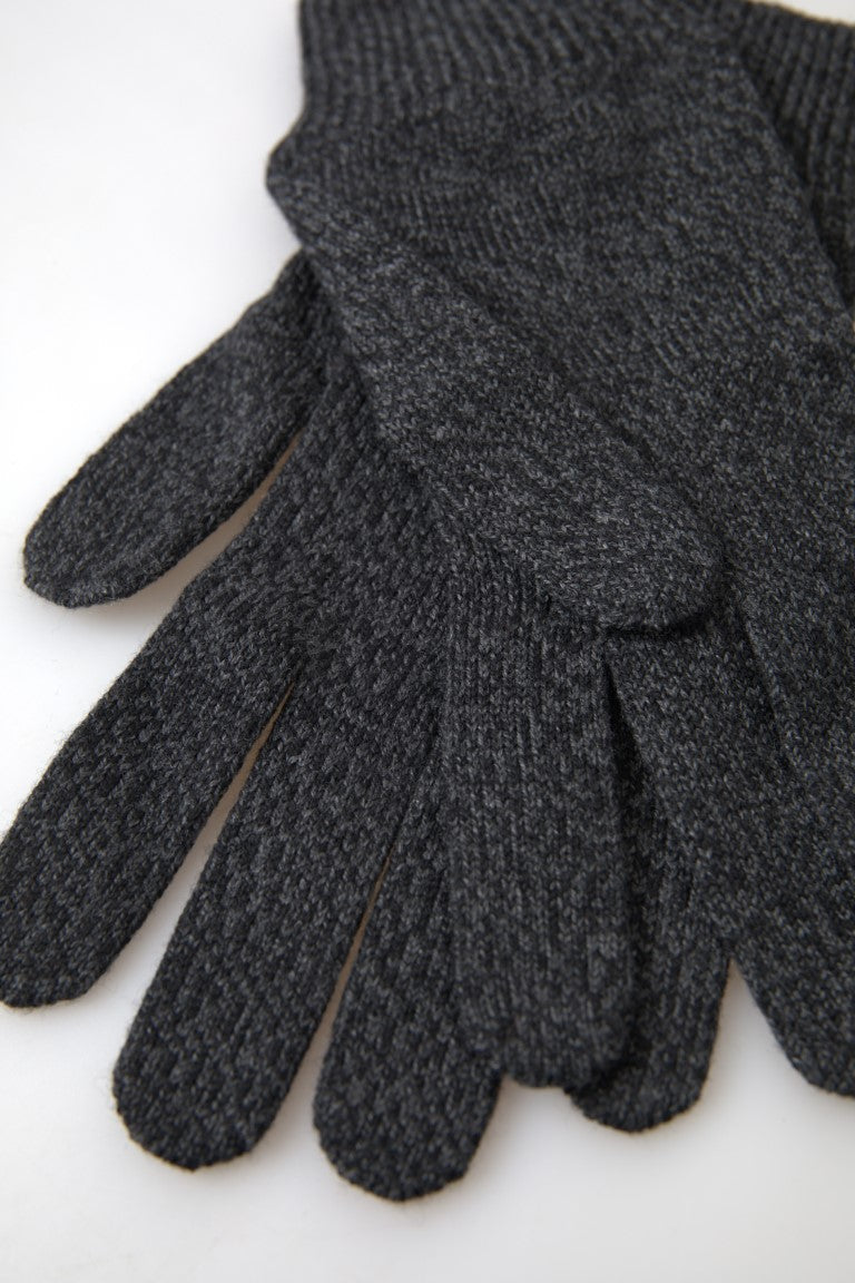 Dolce & Gabbana Elegantes guantes de invierno de lana virgen en gris