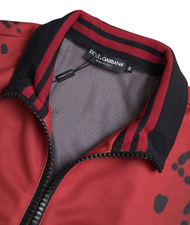 Dolce & Gabbana Cazadora bomber roja con estampado de leopardo