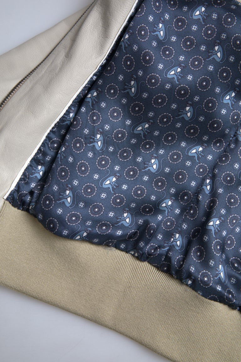 Dolce & Gabbana Cazadora bomber de cuero color crema