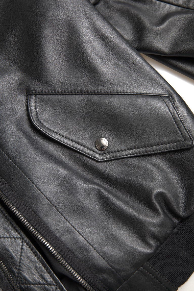 Dolce & Gabbana Elegante chaqueta bomber de cuero negra