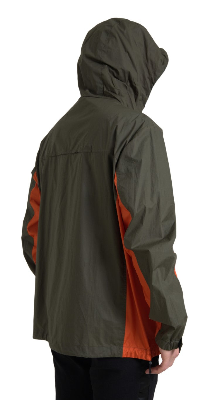 Dolce & Gabbana Elegante chaqueta con capucha y cremallera completa en verde y naranja