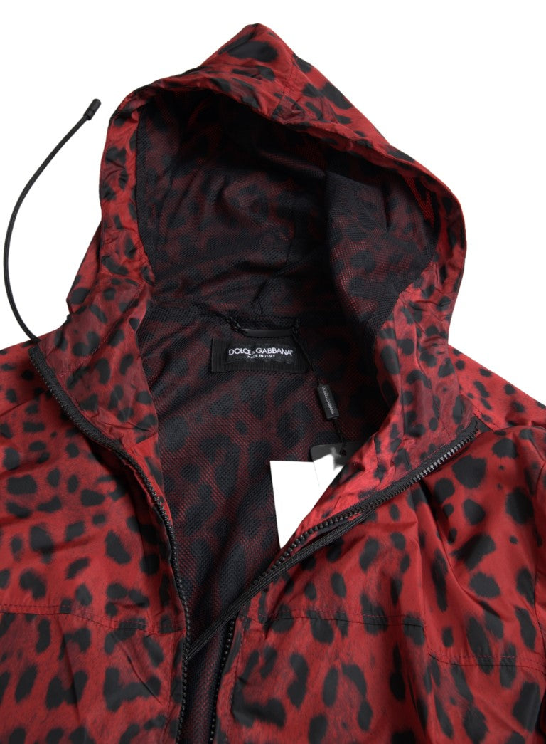 Dolce & Gabbana Cazadora bomber con capucha de leopardo rojo