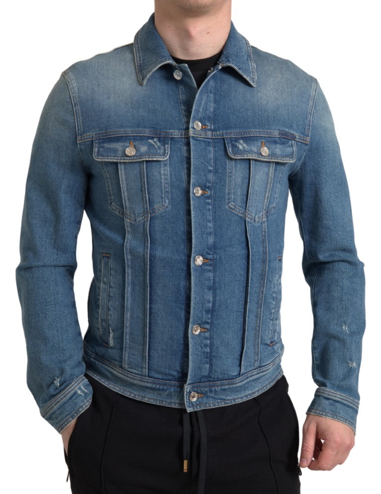 Dolce & Gabbana Elegante chaqueta vaquera elástica azul