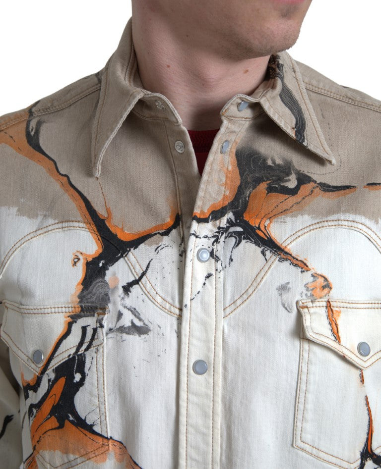Dolce & Gabbana Camisa vaquera elástica de algodón multicolor