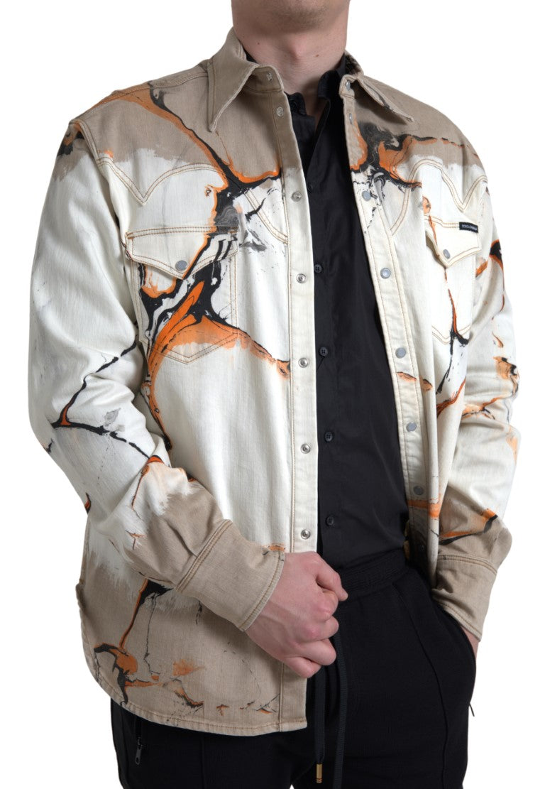 Dolce & Gabbana Camisa vaquera elástica de algodón multicolor