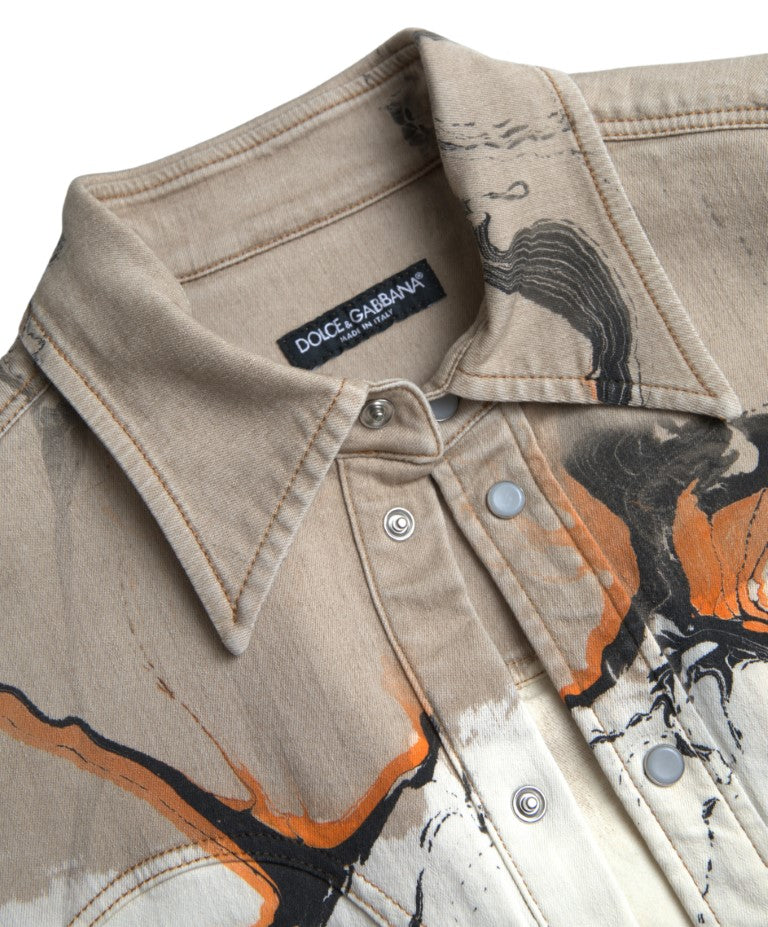 Dolce & Gabbana Camisa vaquera elástica de algodón multicolor