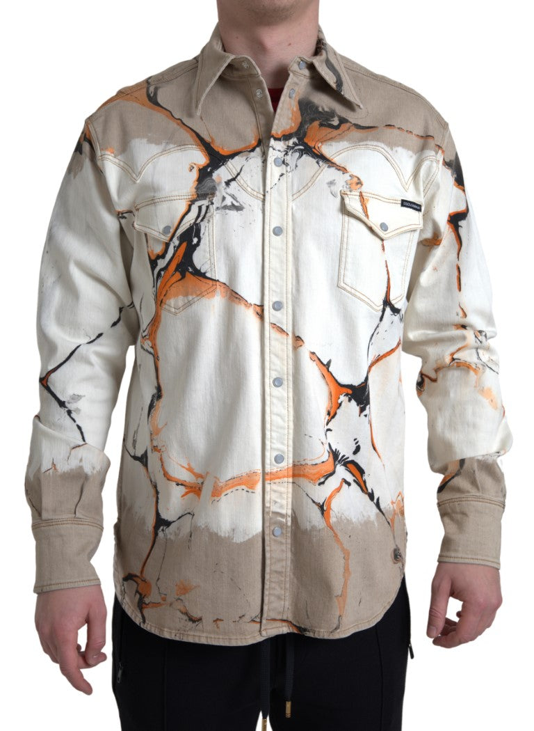 Dolce & Gabbana Camisa vaquera elástica de algodón multicolor