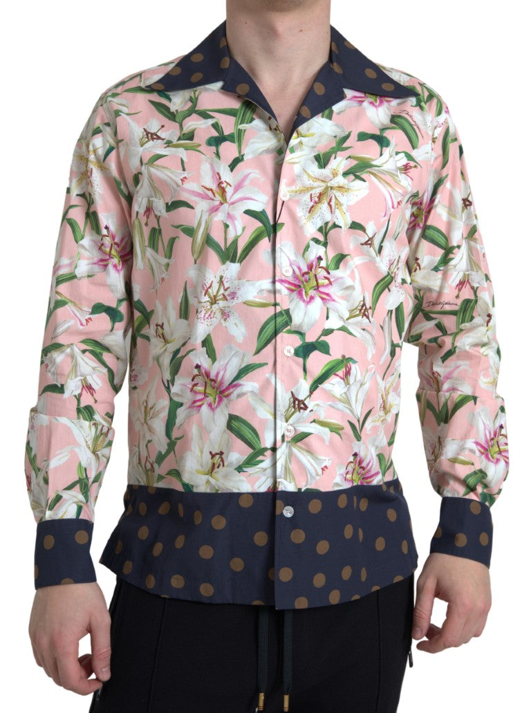 Dolce & Gabbana Camisa casual rosa elegante slim fit